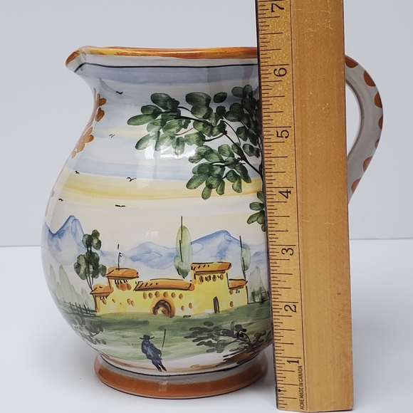 Italian Pottery Pitcher Handpainted Signed Made in Italy - Picture 8 of 10